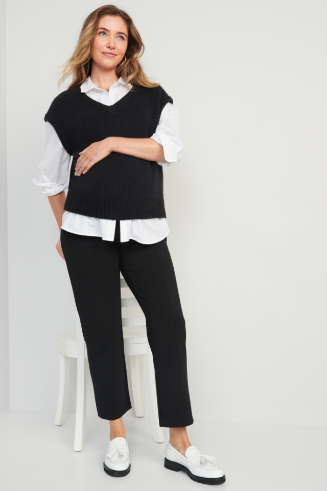 Maternity Wide-Leg Work Pants (Black) – Carry Maternity Canada