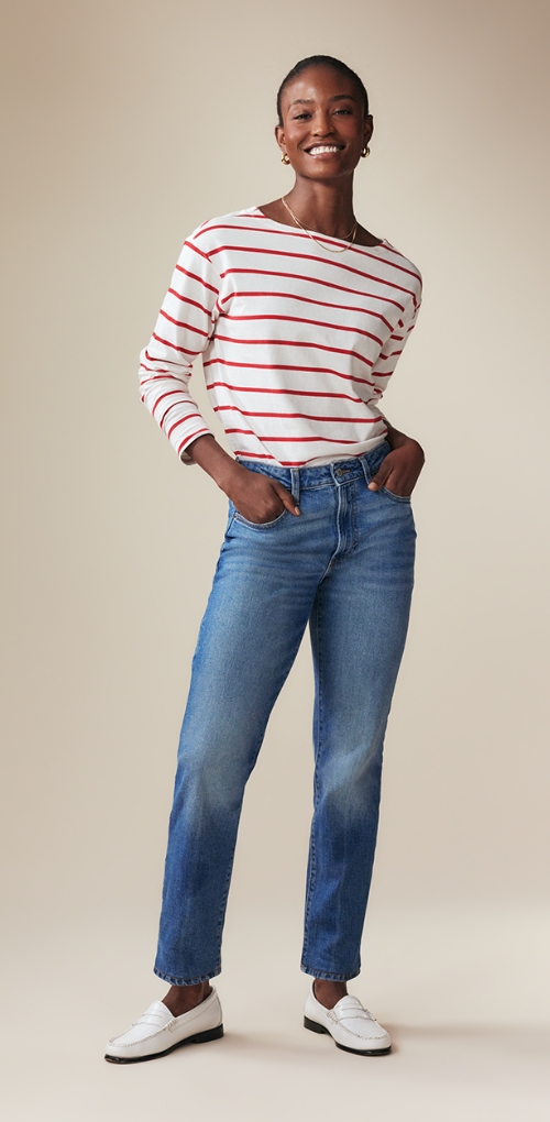 A pair of high waisted OG Straight ankle jeans.