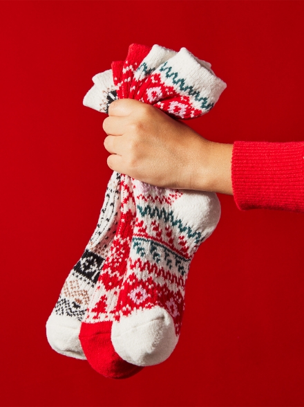 A bundle of holiday socks.