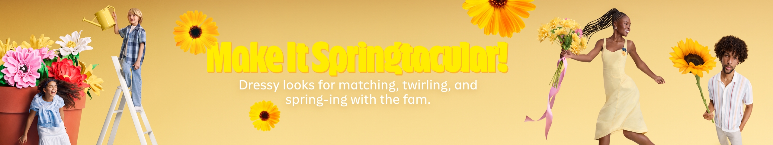 Make it springtacular. Dressy looks for matching, twirling, and spring-ing with the fam.